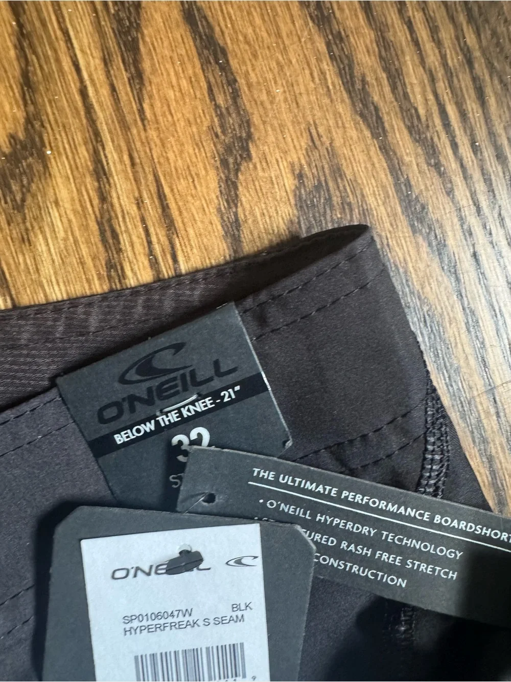 O'Neill Hyperfreak Swim Trunks in Black and Gray;  Size 32 waist